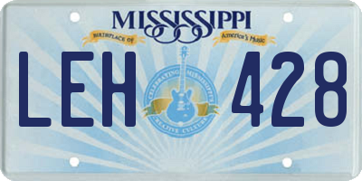 MS license plate LEH428