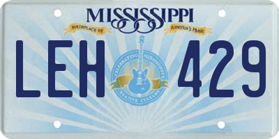 MS license plate LEH429