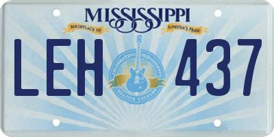 MS license plate LEH437