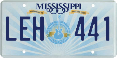 MS license plate LEH441