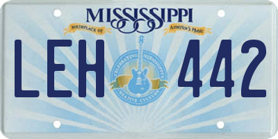 MS license plate LEH442