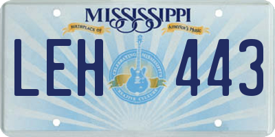 MS license plate LEH443