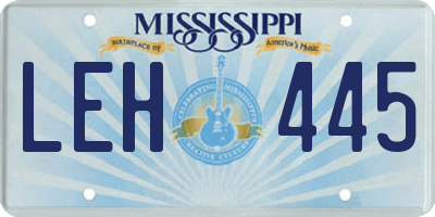 MS license plate LEH445