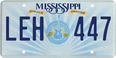 MS license plate LEH447