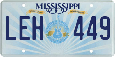MS license plate LEH449
