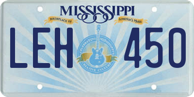 MS license plate LEH450
