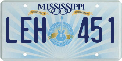 MS license plate LEH451