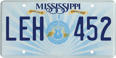 MS license plate LEH452