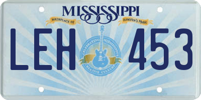 MS license plate LEH453