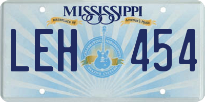 MS license plate LEH454