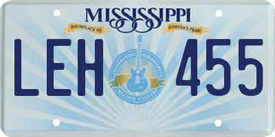 MS license plate LEH455