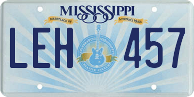 MS license plate LEH457