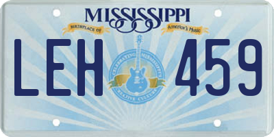 MS license plate LEH459