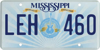 MS license plate LEH460