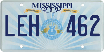 MS license plate LEH462