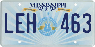 MS license plate LEH463