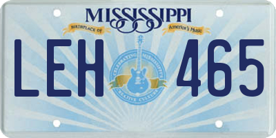 MS license plate LEH465