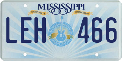 MS license plate LEH466