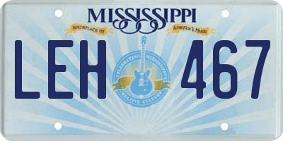 MS license plate LEH467