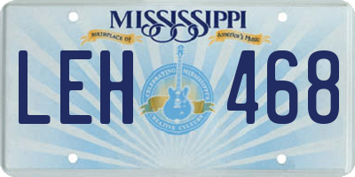 MS license plate LEH468