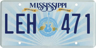 MS license plate LEH471