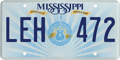MS license plate LEH472