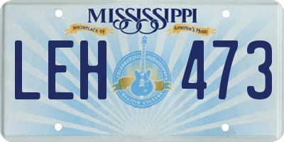 MS license plate LEH473