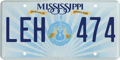 MS license plate LEH474