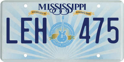 MS license plate LEH475