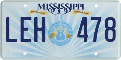 MS license plate LEH478