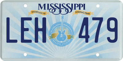 MS license plate LEH479