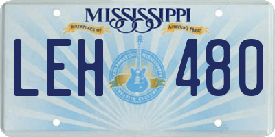 MS license plate LEH480