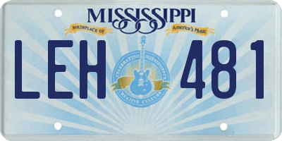 MS license plate LEH481