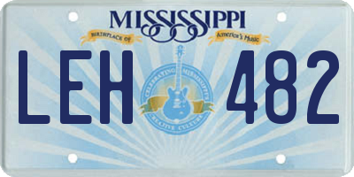 MS license plate LEH482
