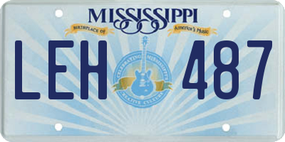 MS license plate LEH487