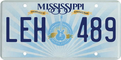 MS license plate LEH489