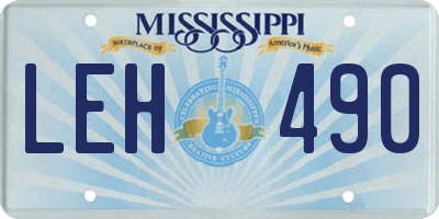 MS license plate LEH490