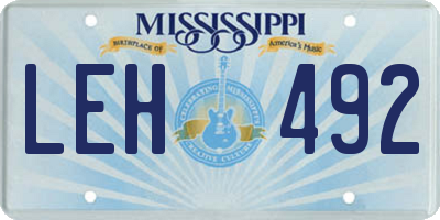 MS license plate LEH492