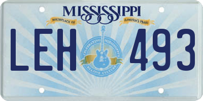 MS license plate LEH493