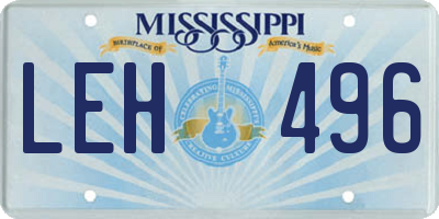 MS license plate LEH496