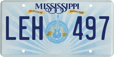 MS license plate LEH497