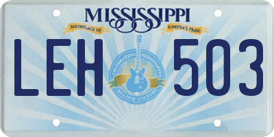 MS license plate LEH503