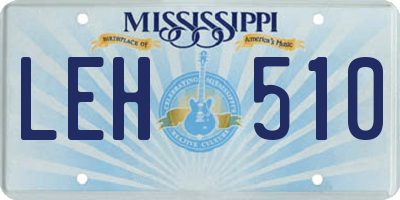 MS license plate LEH510