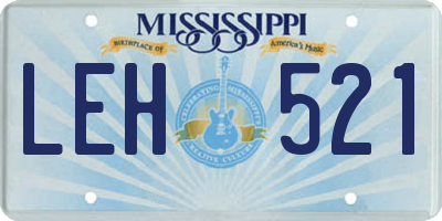 MS license plate LEH521