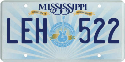 MS license plate LEH522