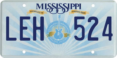 MS license plate LEH524
