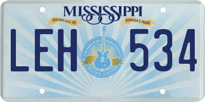 MS license plate LEH534
