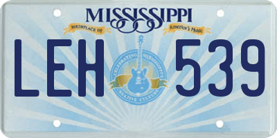 MS license plate LEH539