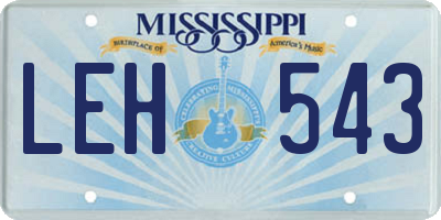 MS license plate LEH543