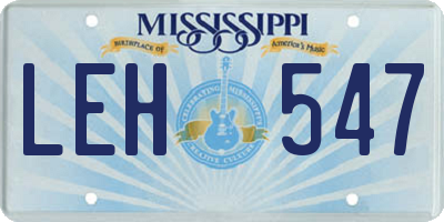 MS license plate LEH547